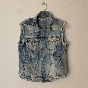 Romeo & Juliet Couture Distressed Denim Vest